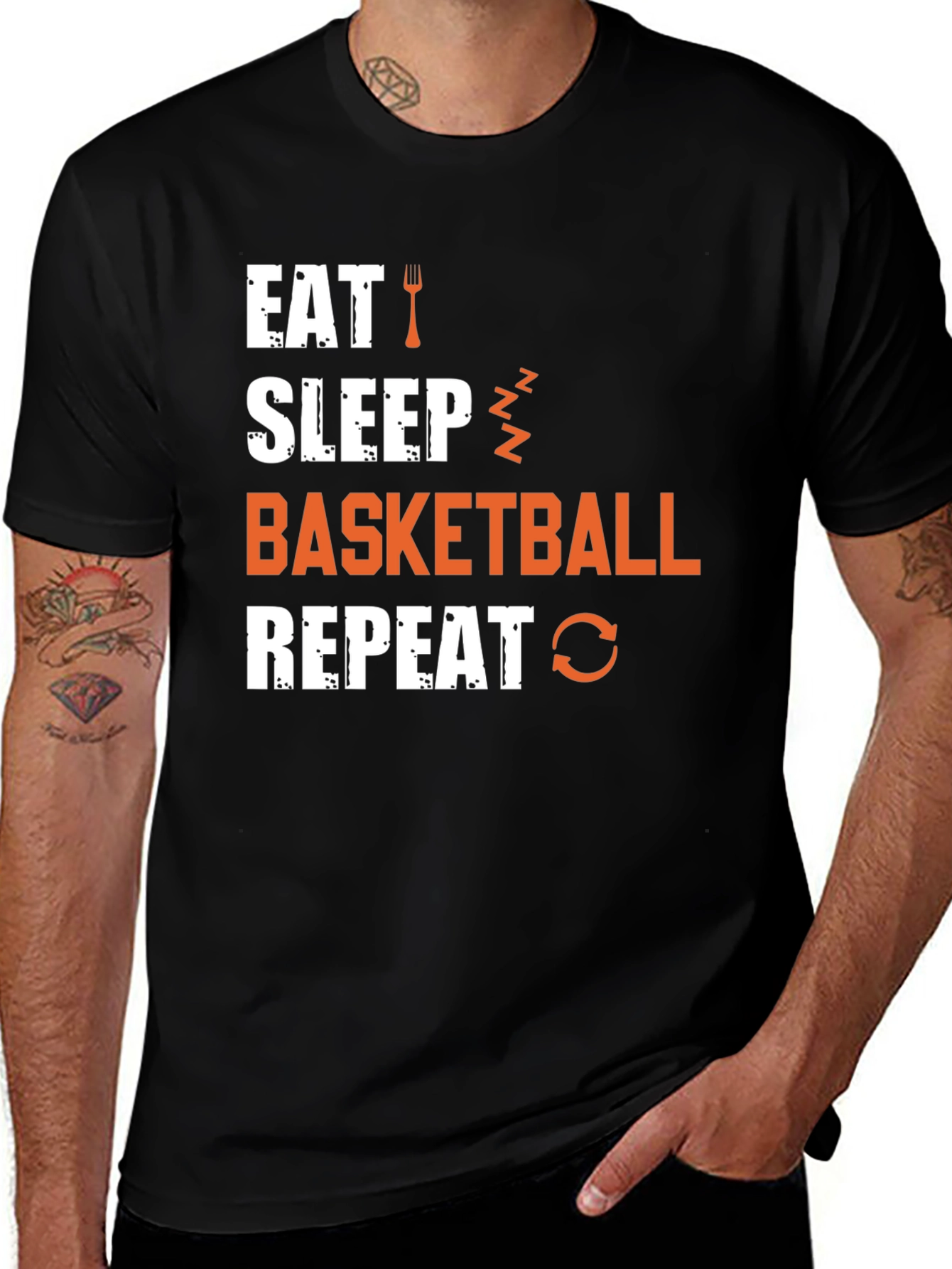 Eat Sleep Basketball Repeat Graphic Tee