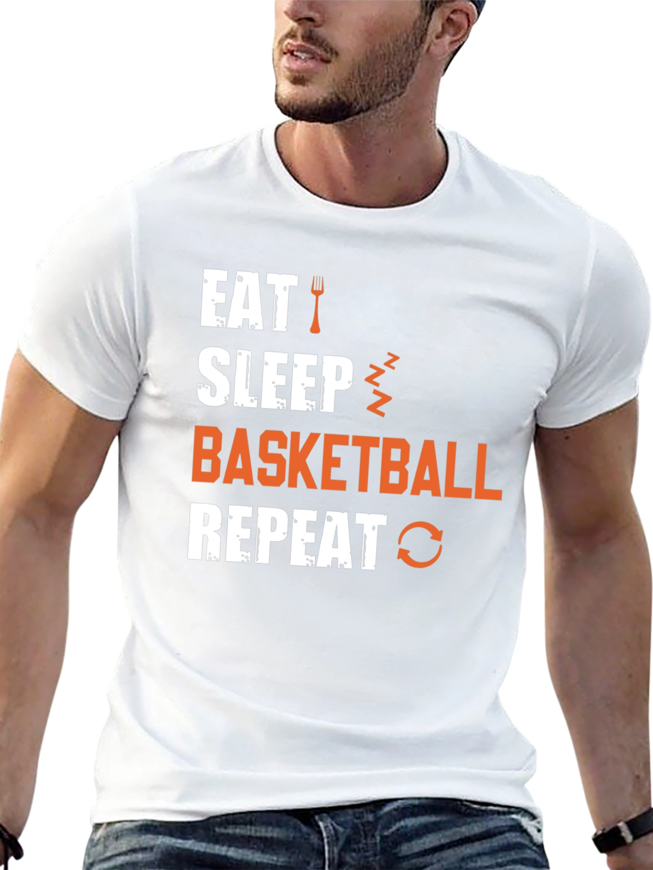 Eat Sleep Basketball Repeat Graphic Tee