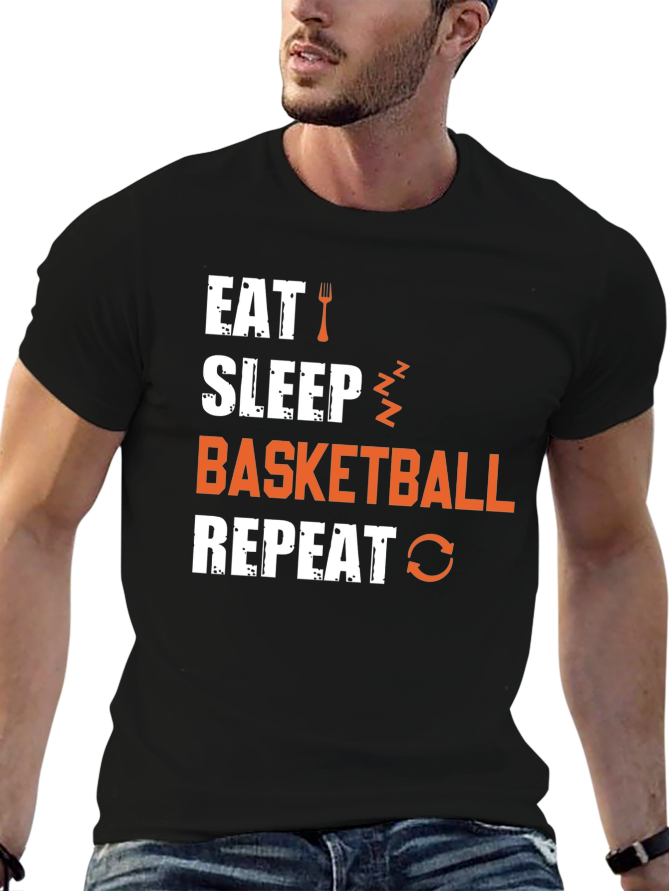 Eat Sleep Basketball Repeat Graphic Tee