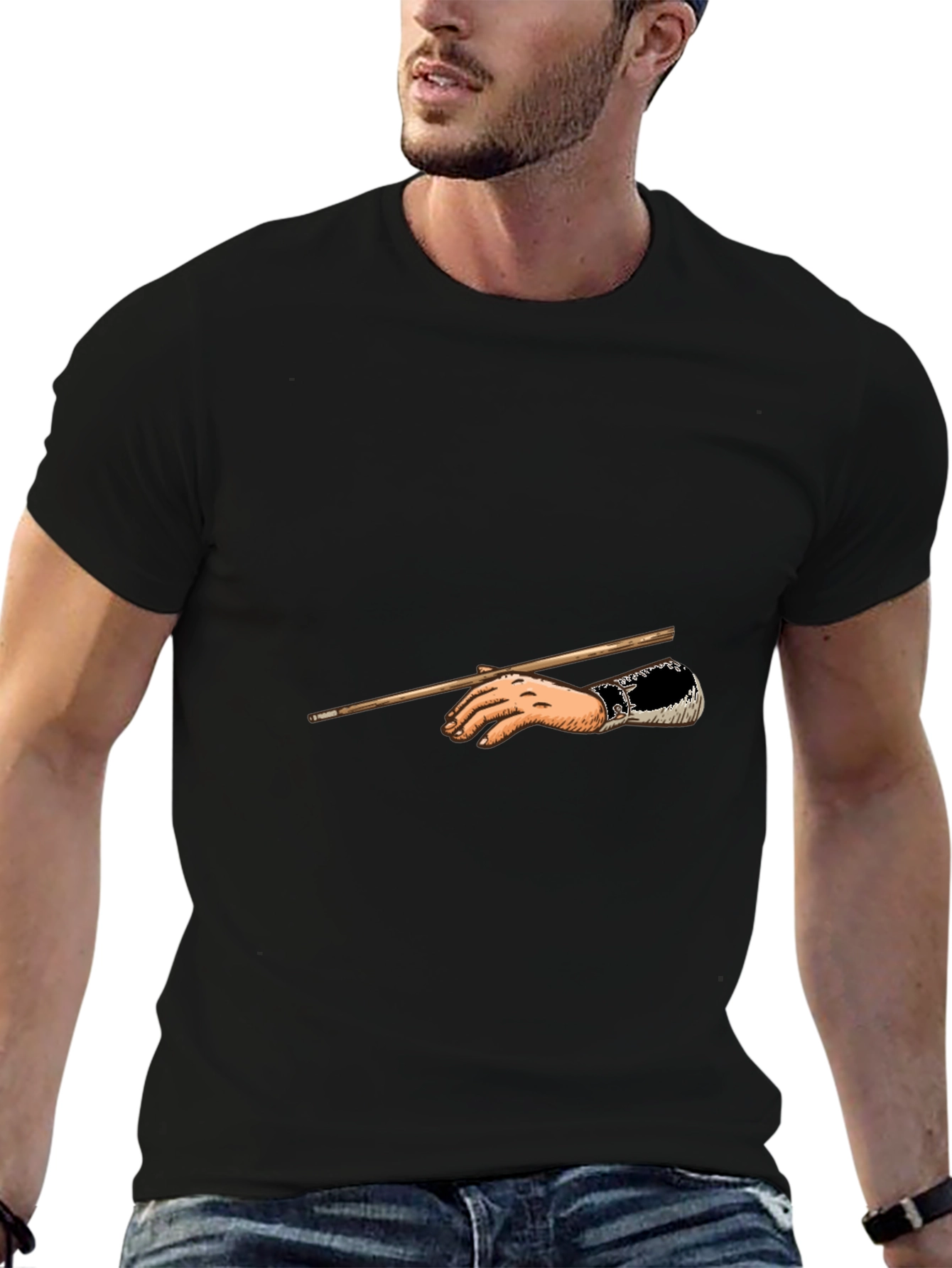 Classic Hand Holding Stick Graphic T-Shirt