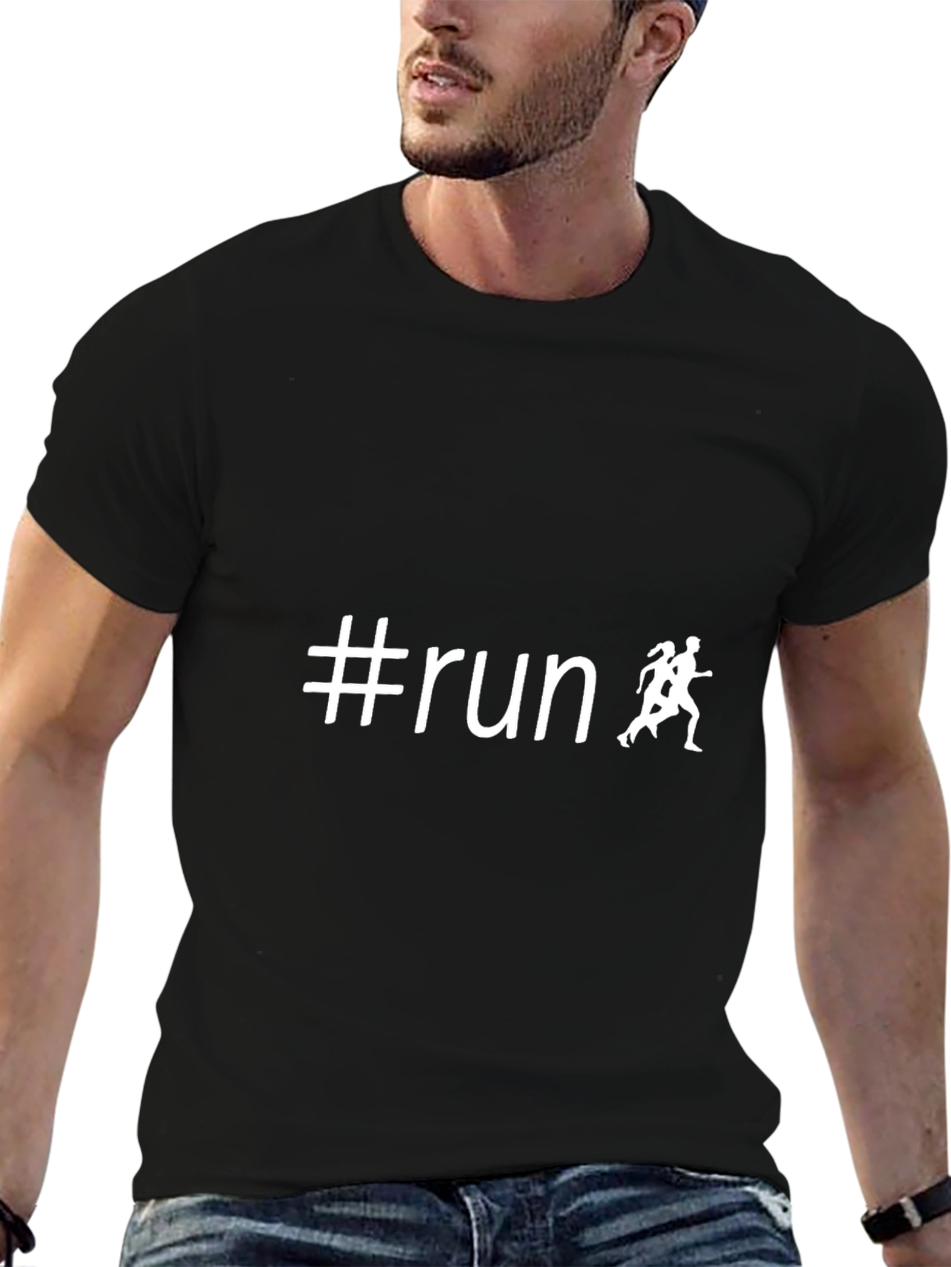 #Run T-Shirt - Black - Running Graphic Tee