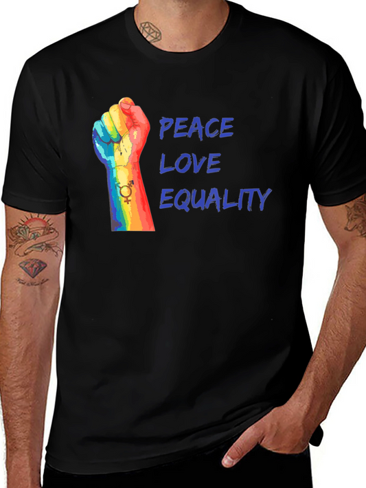Peace Love Equality T-Shirt - Pride LGBTQ Rainbow Fist Tee
