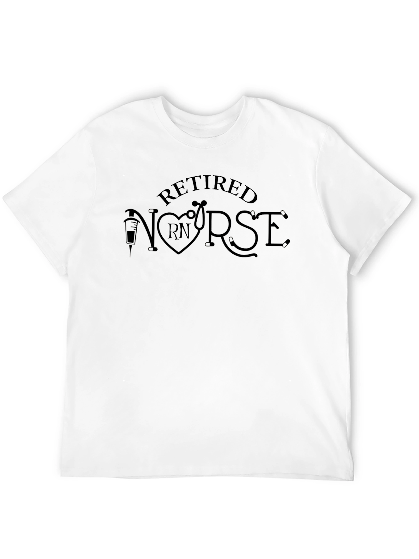Retired Nurse T-Shirt Black Stethoscope RN Design