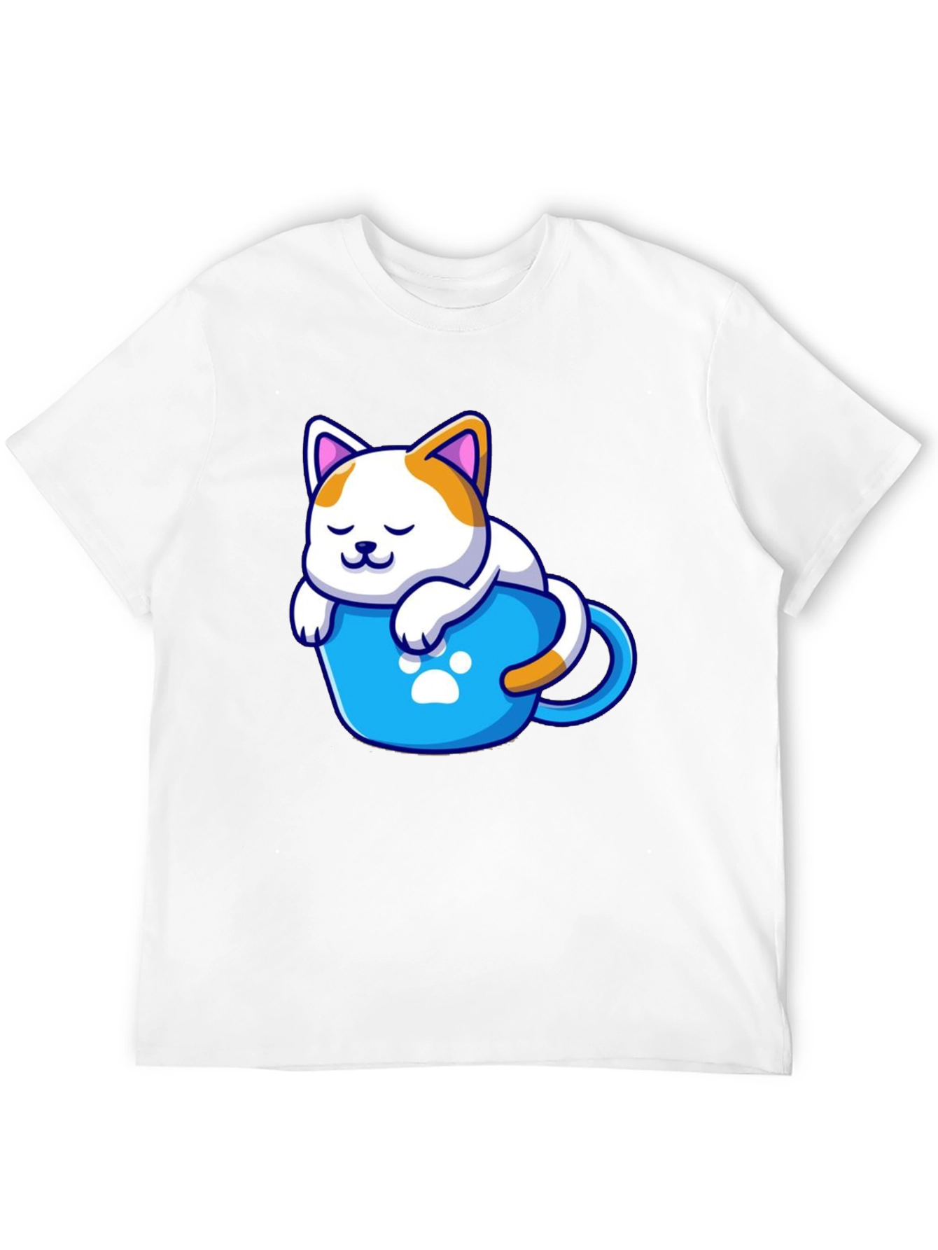 Cute Cat in a Cup Black T-Shirt