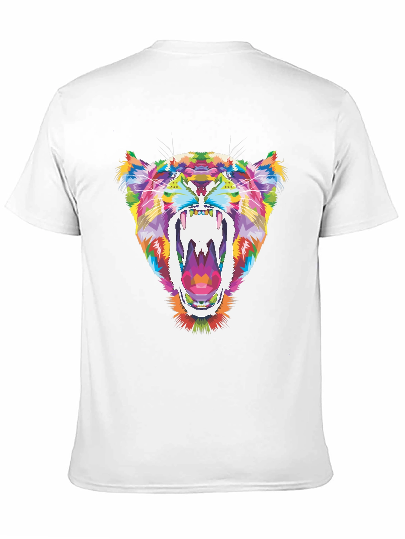 Vibrant Geometric Tiger Graphic Tee - Black
