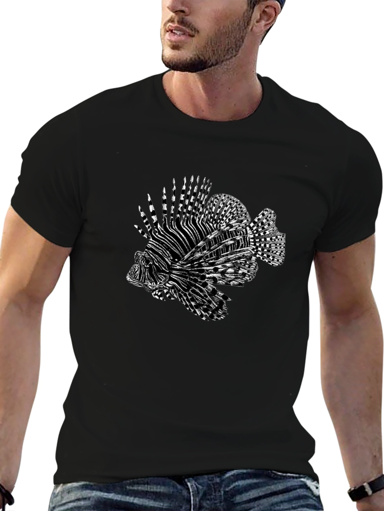 Lionfish Graphic Tee - Cool Black T-Shirt