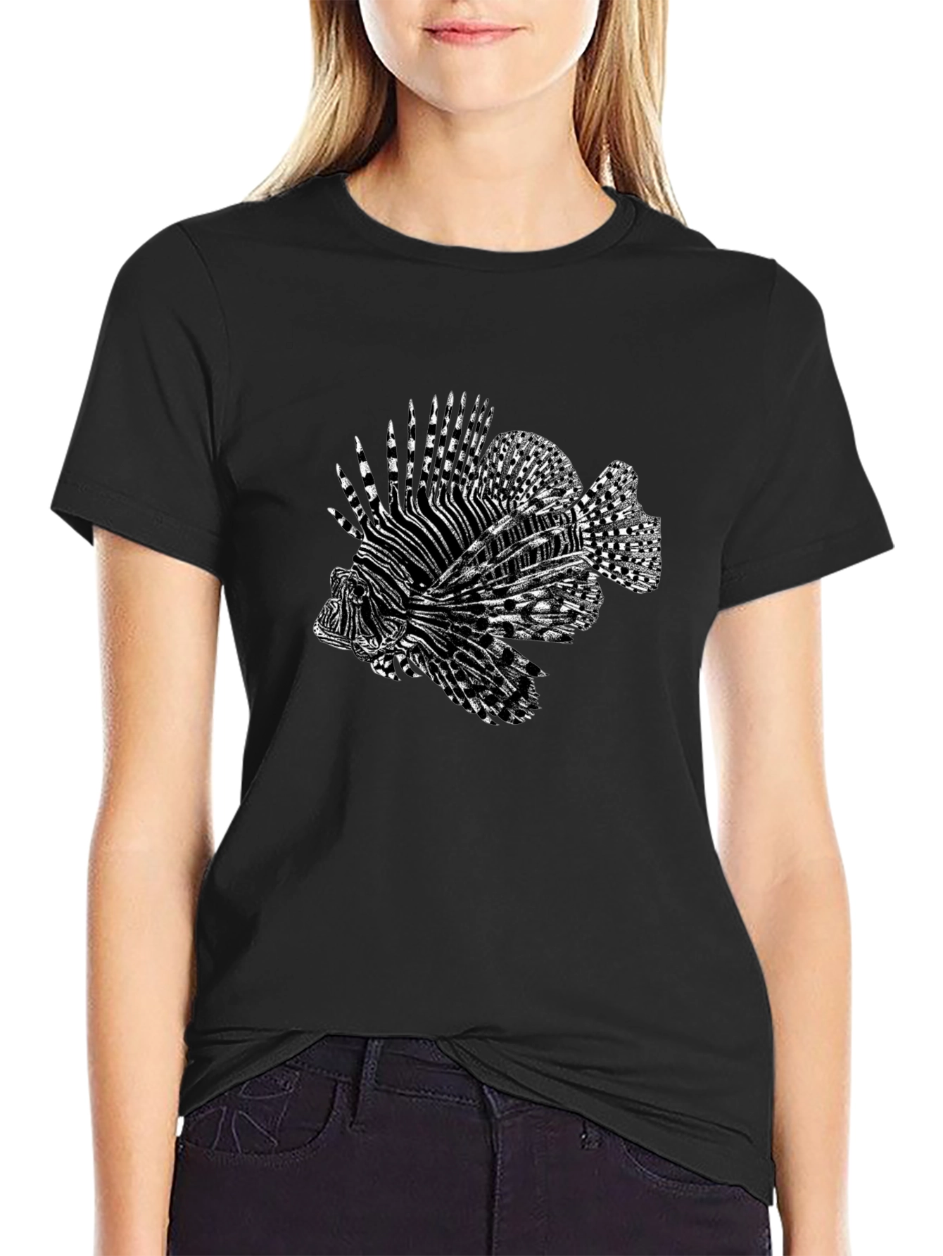 Lionfish Graphic Tee - Cool Black T-Shirt